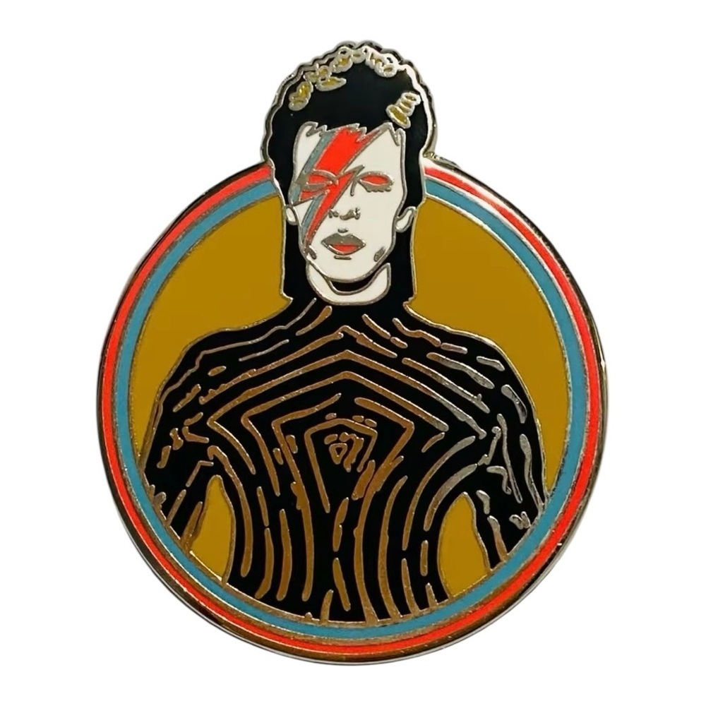 David Bowie Ziggy Stardust Enamel Pin – Iconic 70s Rocker Music Lover Brooch